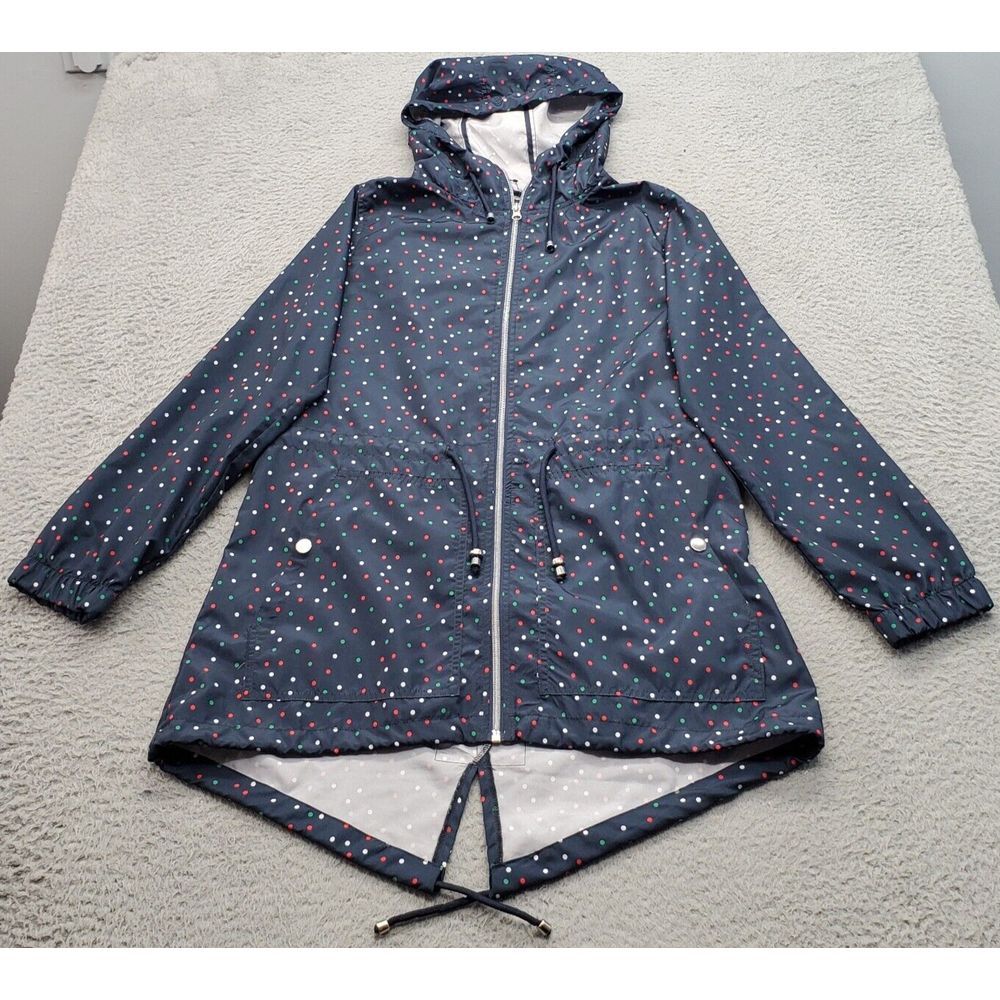 Primark Rain Jacket Womens Small Multi Polka‎ Dot Long Sleeve Hooded Drawstring